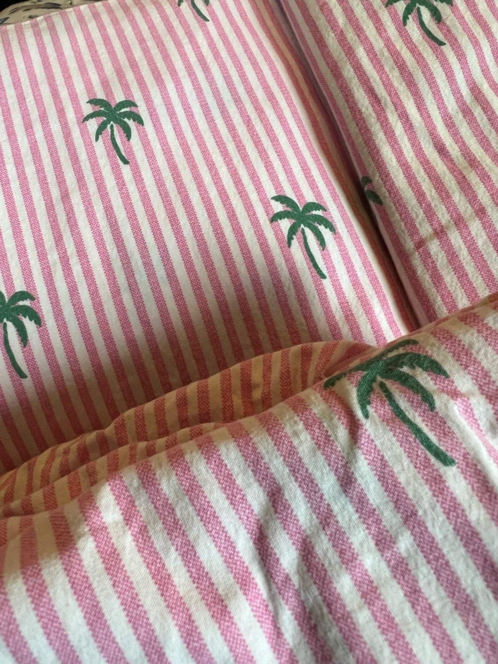 Tommy Hilfiger Pink, White & Green Striped Palm-Accent cotton Twin Sheet Set - Picture 3 of 3